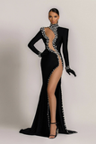 Elegant Long Sleeves Black Evening Dress