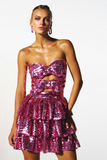 Disco Queen Sequin Bow Cutout Mini Dress