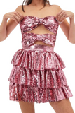 Disco Queen Sequin Bow Cutout Mini Dress