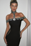 Choker Off The Shoulder Gown With Gloves