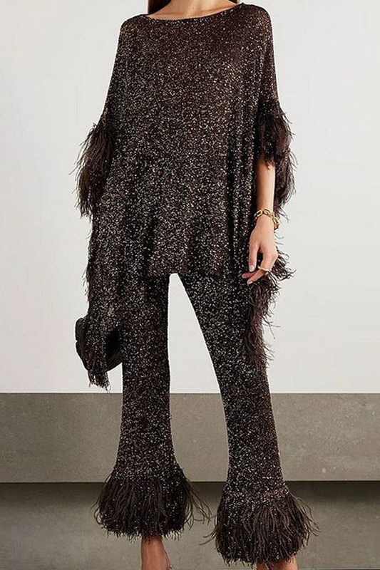 Sequin Tassel Pants Suit