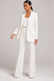 Premium White Woven Pintuck Suit