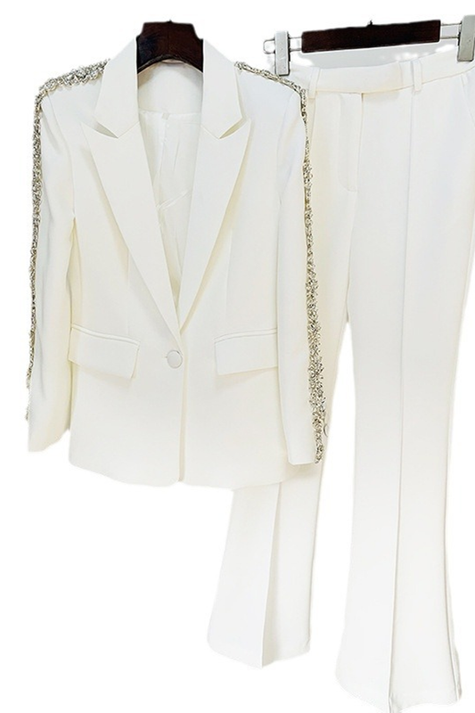 Premium White Woven Pintuck Suit