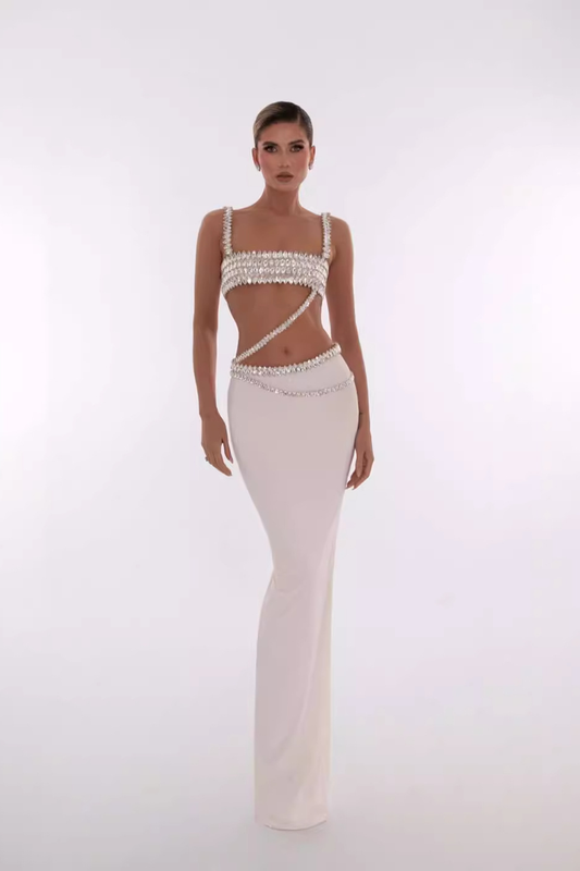 Beaded Crop Top And Skirt