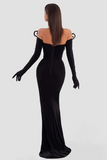 Velvet Noir Crystal V-Neck Gown