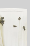 Long Sleeve Crystal Applique Suit White