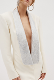 Crystal Embellished Ivory Tuxedo Dress