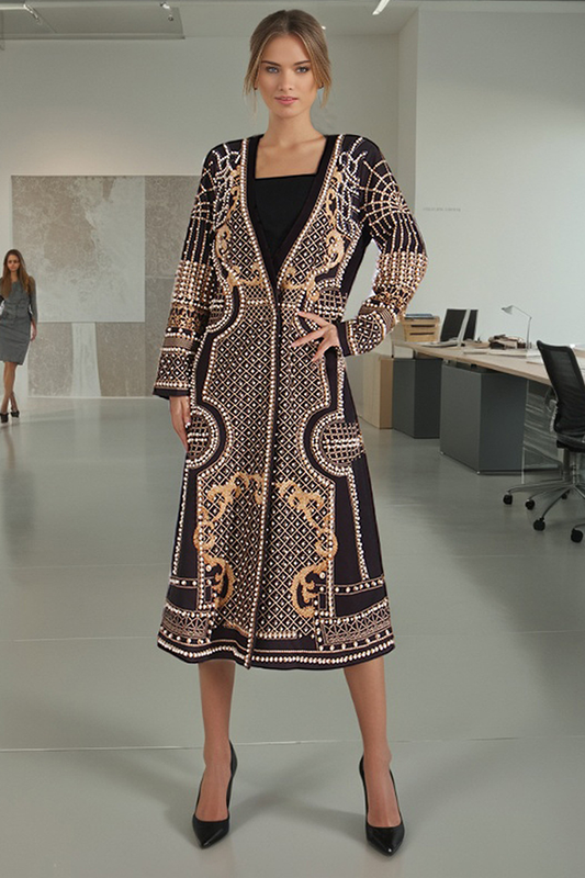 Hand-Embroidered Pearl Long Coat