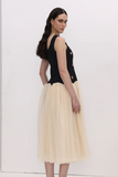 Vintage Contrast Tulle Midi Dress