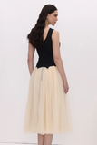 Vintage Contrast Tulle Midi Dress