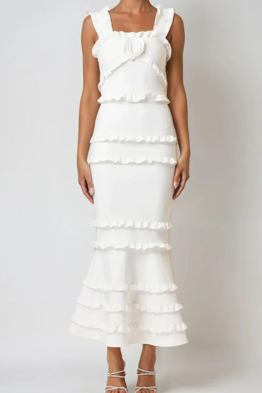 Ruffle Flower Maxi Dress