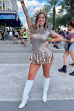 Sequin Sparkly Romper Festival Dress