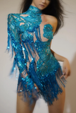 Sexy Drag Queen Rhinestone Sequins Bodysuit