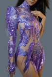 Sexy Drag Queen Rhinestone Sequins Bodysuit