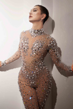 Rhinestones Pearls Performance Party Jumpsuit