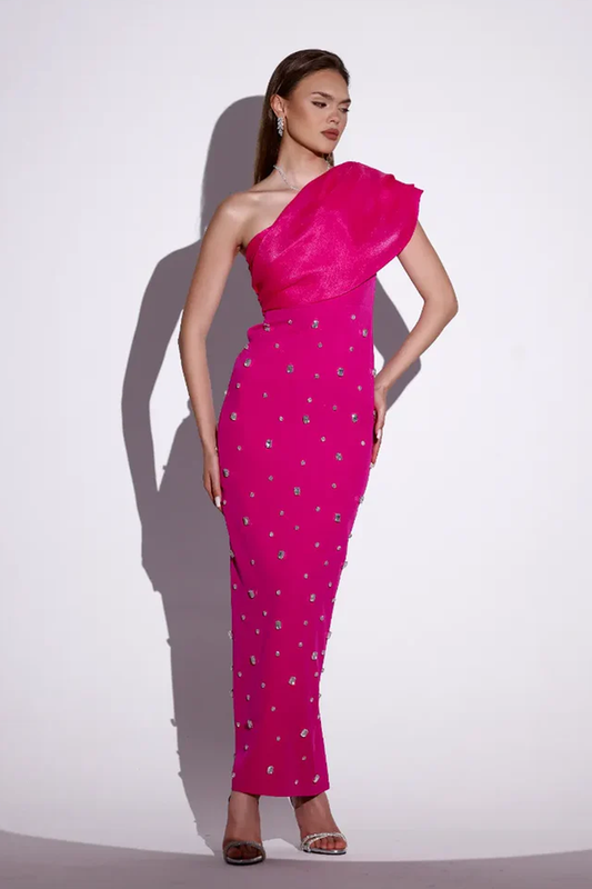 Pink Black Evening Stone Dress