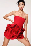 Strapless Mini Big Flower Dress