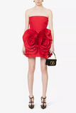 Strapless Mini Big Flower Dress