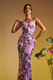 Strapless Sequin Embroidered Floral Maxi Dress
