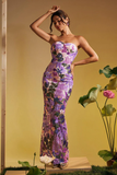 Strapless Sequin Embroidered Floral Maxi Dress