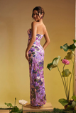 Strapless Sequin Embroidered Floral Maxi Dress