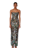 Strapless Sequin Embroidered Floral Maxi Dress