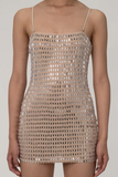 Sparkly Rhinestone Embellished Mesh Strapless Party Mini Dress