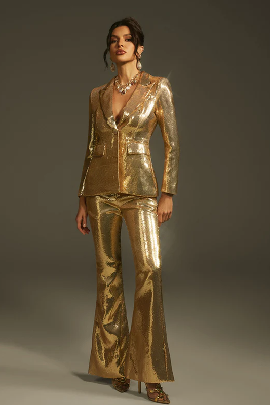 Long Sleeve Sequin Blazer Set