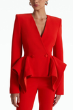 Long Sleeve Peplum Detail Suit