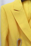 Yellow Double Breasted Pant Suit