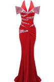 Halter Sequin Corset Maxi Velvet Dress