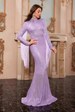 Sequin Round Neck Tassel Elegant Formal Evening Gowns