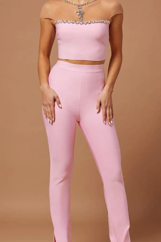 Bandage Pant & Top Suit In Pink