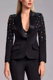 Long Sleeve Crystal Sequin Suit