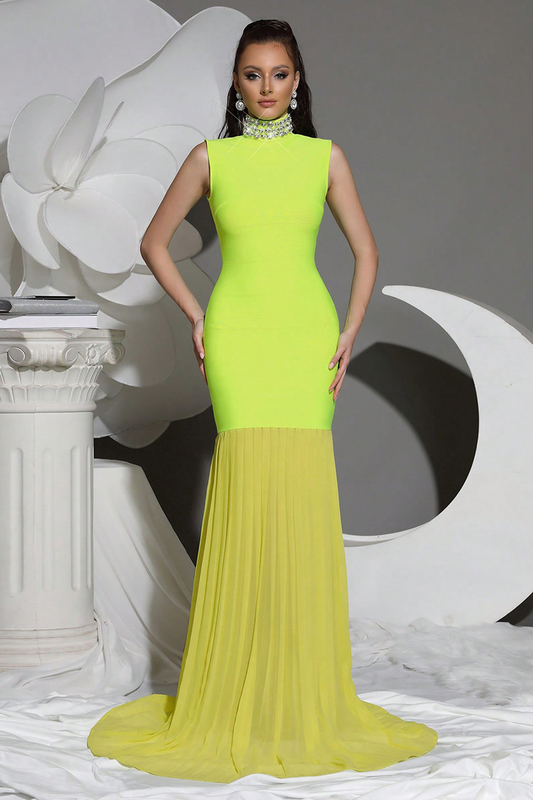 New Diamond Turtleneck Bodycon Long Dress