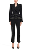 Long Sleeve Zipper Detail Peplum Suit