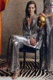 Mirror Sequin Blazer & Flared Pants Set