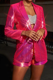 Long Sleeve Sequin Short Suit