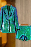 Long Sleeve Sequin Short Suit