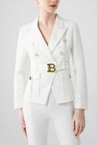 Monogram Double-Breasted Denim Belted Blazer