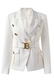 Monogram Double-Breasted Denim Belted Blazer