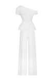 White Feather Pleated Suit