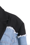 Oversized Denim Black Distressed Blazer