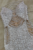 Strapless Pearl Sequins Maxi Dress