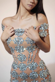 Off Shoulder Sequined Bodycon Dress