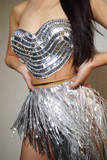 Corset Glitter Fringe Bodysuit