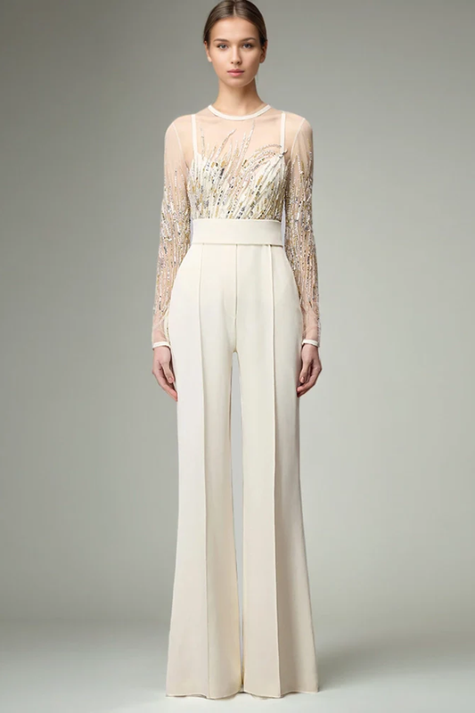 Mesh Splicing Sequin Diamonds Jumpsuit