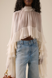 Ruffled Crop Top white