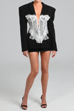 Lace Corset Blazer - Black