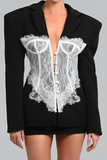 Lace Corset Blazer - Black